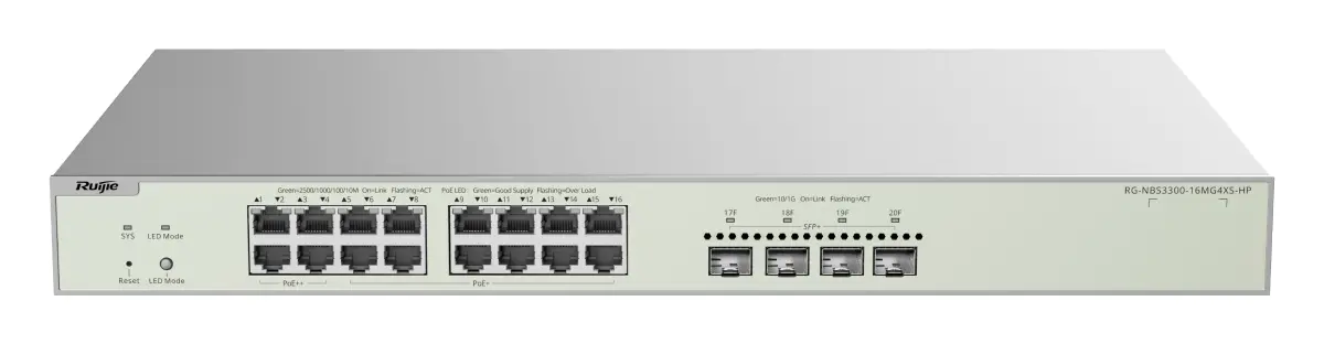 Reyee RG-NBS3300-16MG4XS-HP 16 Port 2.5G Multi-Gigabit PoE++ 4×10G SFP+ Yönetilebilir Switch