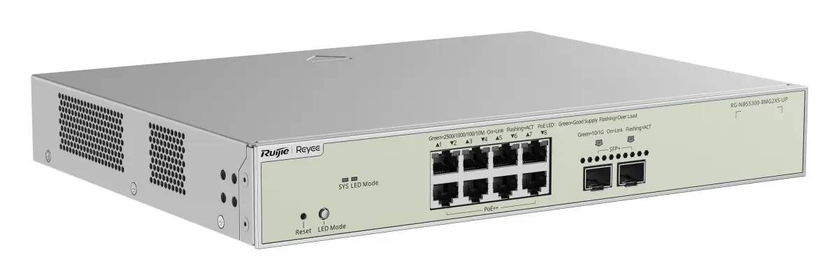 Reyee RG-NBS5300-8MG2XS-UP 8 Port 2.5G Multi-Gigabit PoE++ 2×10G SFP+ L3 Yönetilebilir Switch — görsel 2