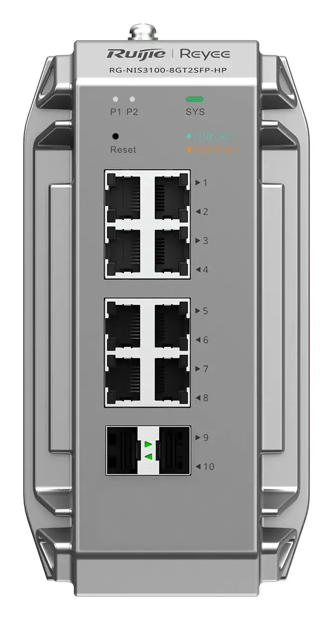 Reyee RG-NIS3100-8GT2SFP-HP 8 Port Gigabit PoE+ 2×SFP Endüstriyel Switch — görsel 2