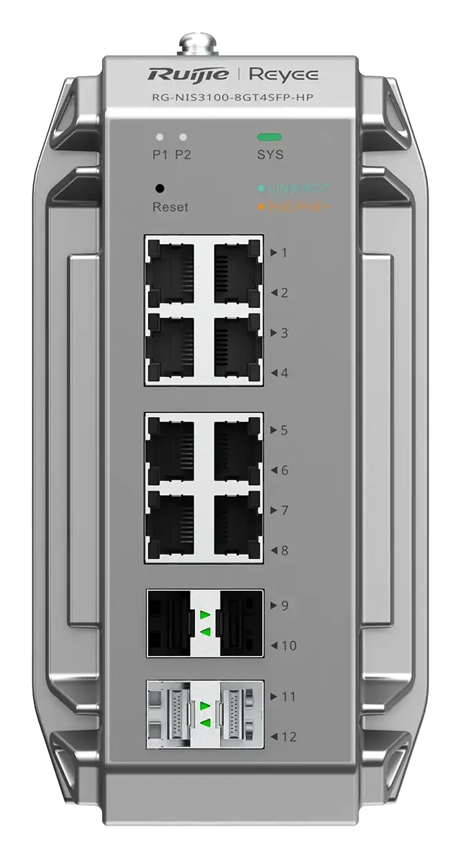 Reyee RG-NIS3100-8GT4SFP-HP 8 Port Gigabit PoE+ 4×SFP Endüstriyel Switch — görsel 2