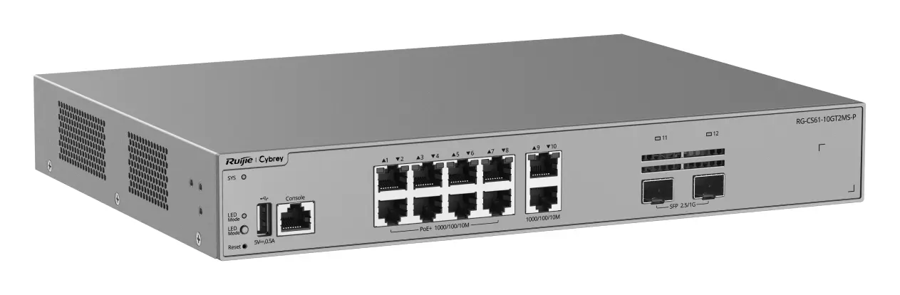 Ruijie RG-CS61-10GT2MS-P 10 Port Gigabit PoE+ 2×2.5G SFP L3 Yönetilebilir Switch — görsel 3