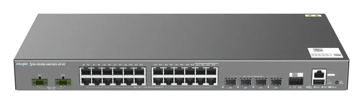 Ruijie RG-IS5200-24GT4XS-UP-DC 24 Port Gigabit PoE++ 4×10G SFP+ Endüstriyel Switch