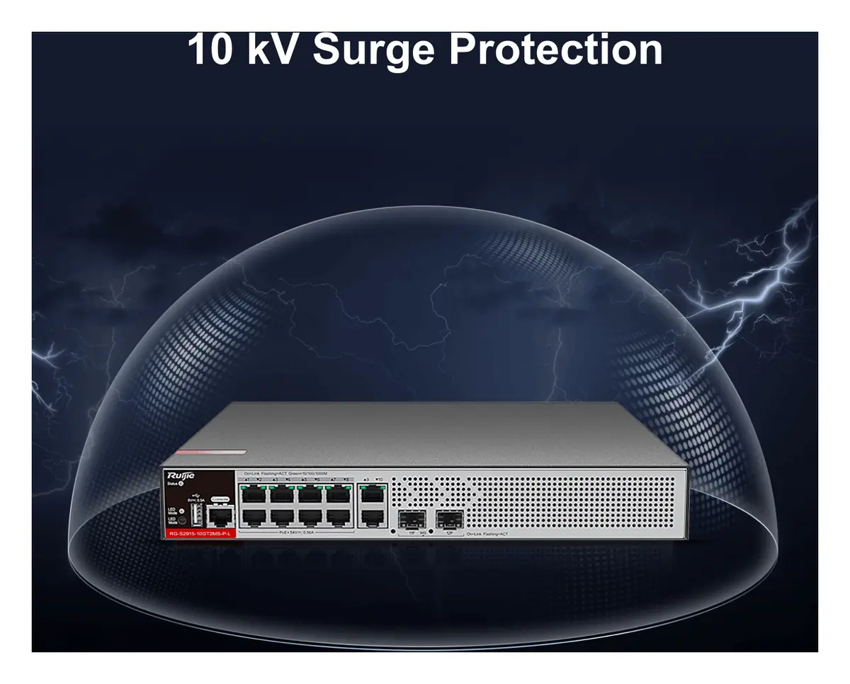 Ruijie RG-S2915-10GT2MS-P-L 10 Port Gigabit PoE+ 2×2.5G SFP L2+ Yönetilebilir Switch — görsel 3