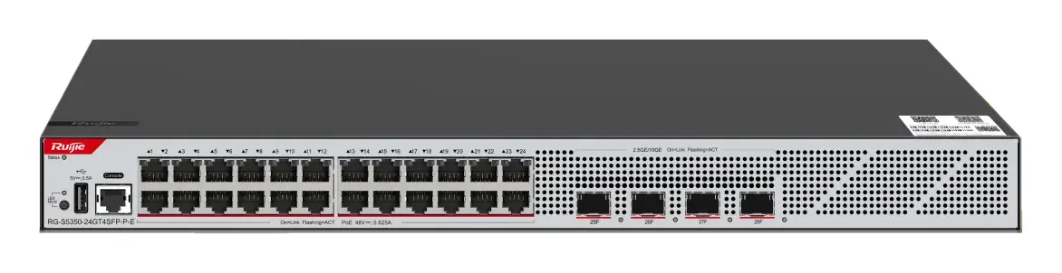 Ruijie RG-S5350-24GT4SFP-P-E 24 Port Gigabit PoE+ 4×SFP L3 Yönetilebilir Switch