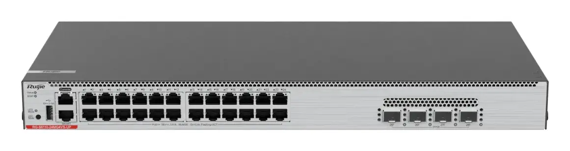 Ruijie RG-S6110-24MG4VS-UP 24 Port 5G Multi-Gigabit PoE++ 4×25G SFP28 Yönetilebilir Switch