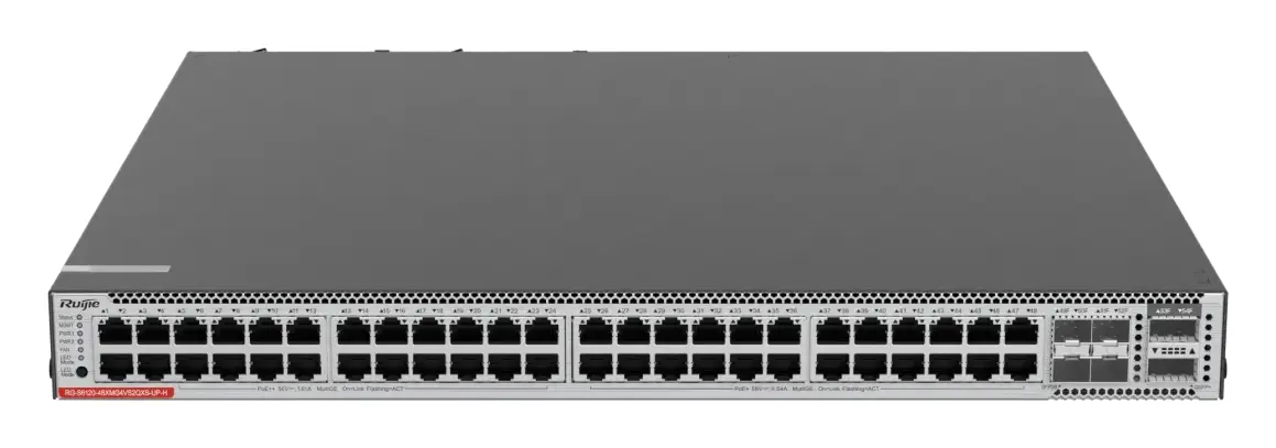 Ruijie RG-S6120-48XMG4VS2QXS-UP-H 48 Port 10G PoE++ 4×25G SFP28 2×40G QSFP+ Yönetilebilir Switch