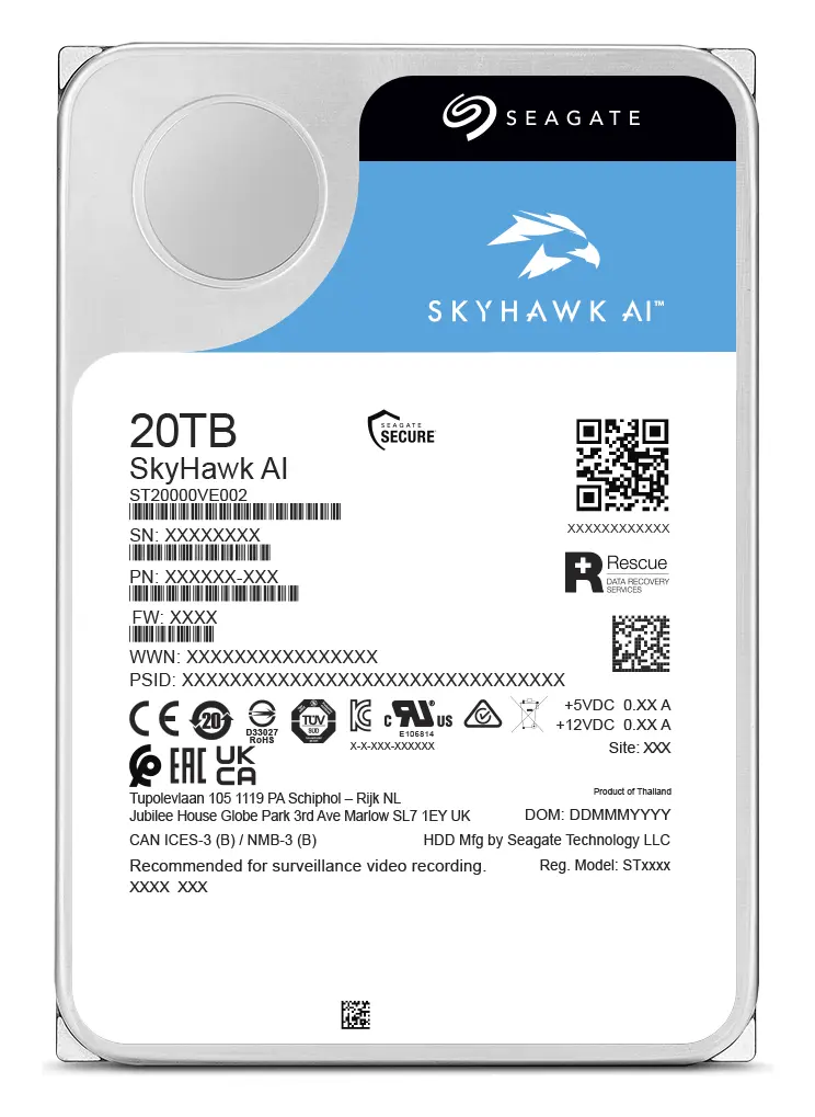 Seagate SkyHawk AI 20TB 3.5" SATA Gözetim Diski (ST20000VE002) — görsel 4