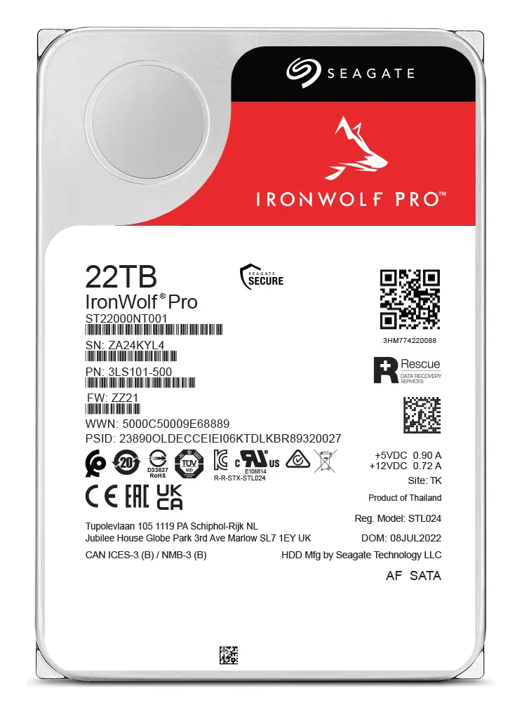 Seagate IronWolf Pro 22TB 3.5" SATA NAS Diski (ST22000NT001) — görsel 4