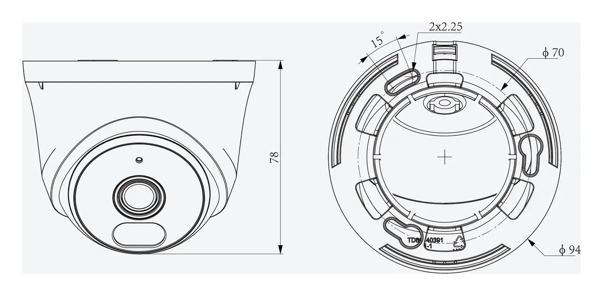 Tiandy TC-C320N 1CNB-28 2MP 2.8mm IR IP Turret Kamera — görsel 4
