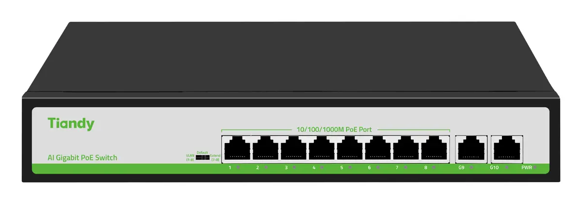 Tiandy TC-P3S010 Spec:G/0820/AT/110 8 Port Gigabit PoE Switch
