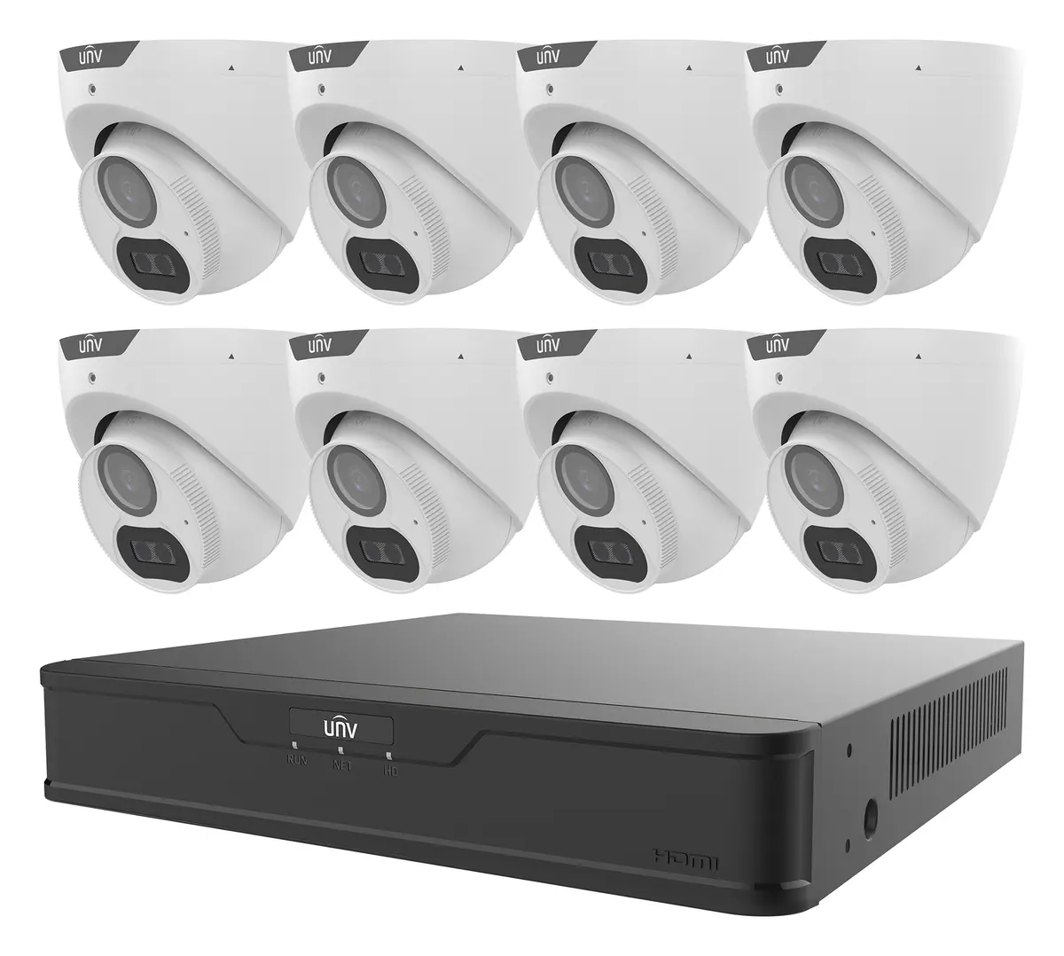 Uniview KIT/XVR301-08U3/8*UAC-T128-ADF28MS HD Analog Turret Kamera