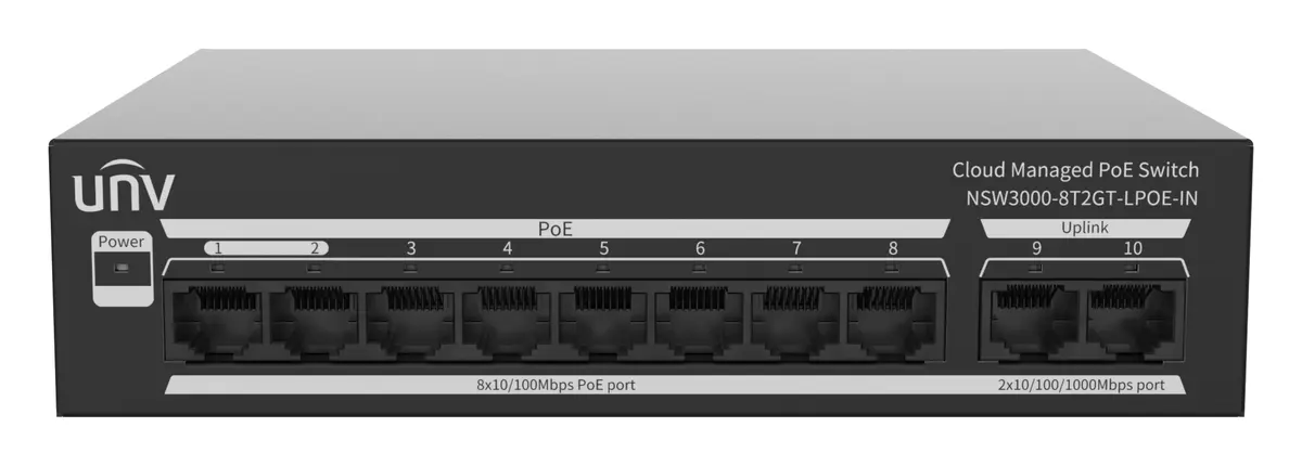 Uniview NSW3000-8T2GT-LPOE-IN Bulut Yönetimli PoE Switch — görsel 2