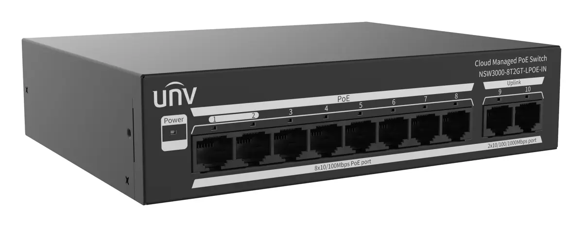 Uniview NSW3000-8T2GT-LPOE-IN Bulut Yönetimli PoE Switch — görsel 3