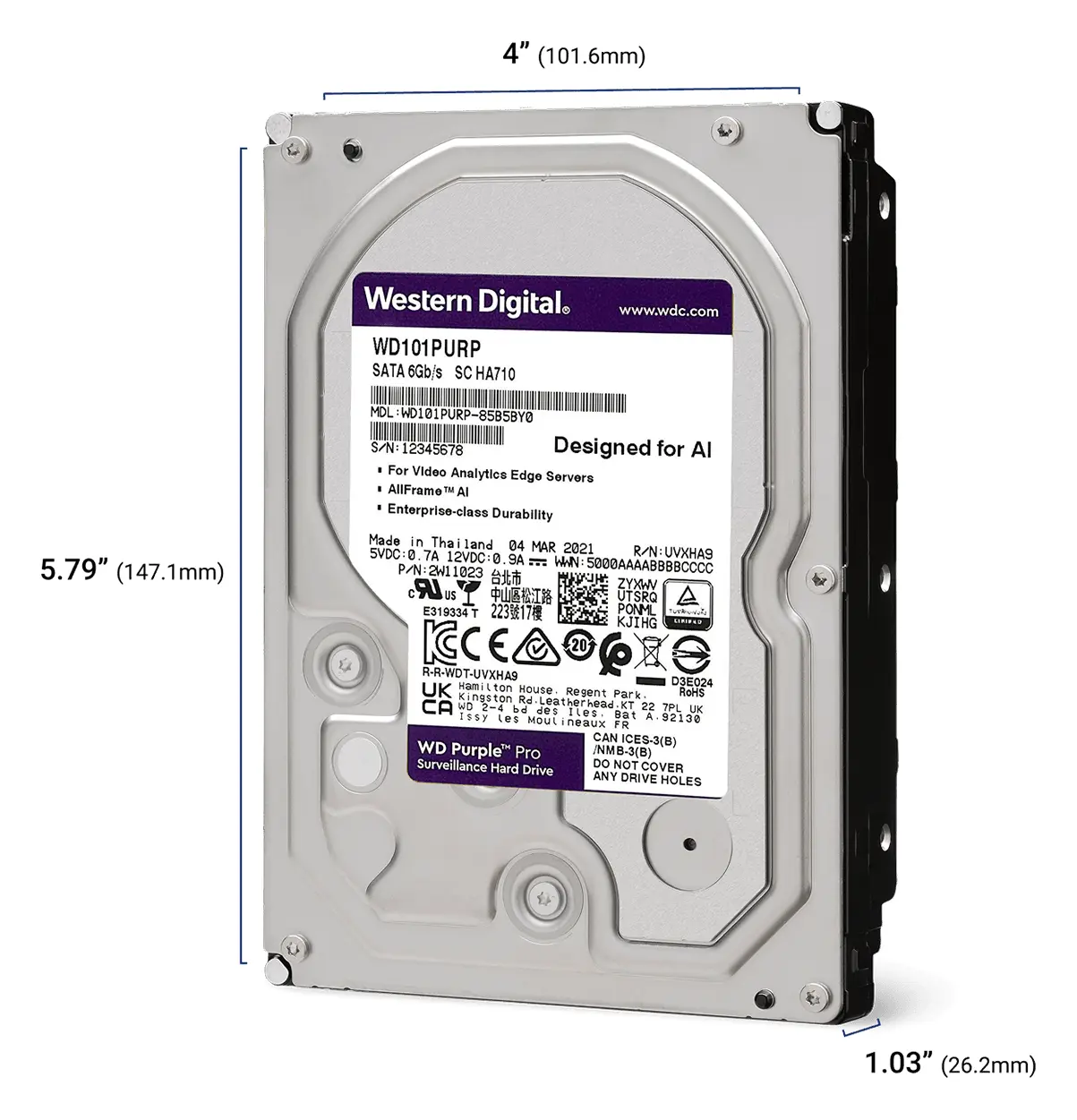 WD Purple Pro 14TB 3.5" SATA Gözetim Diski (WD142PURP) — görsel 2