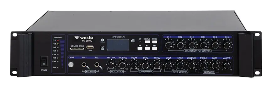 Westa WM-2500U 500W 100V 6 Bölgeli Mikser Amfi — görsel 2