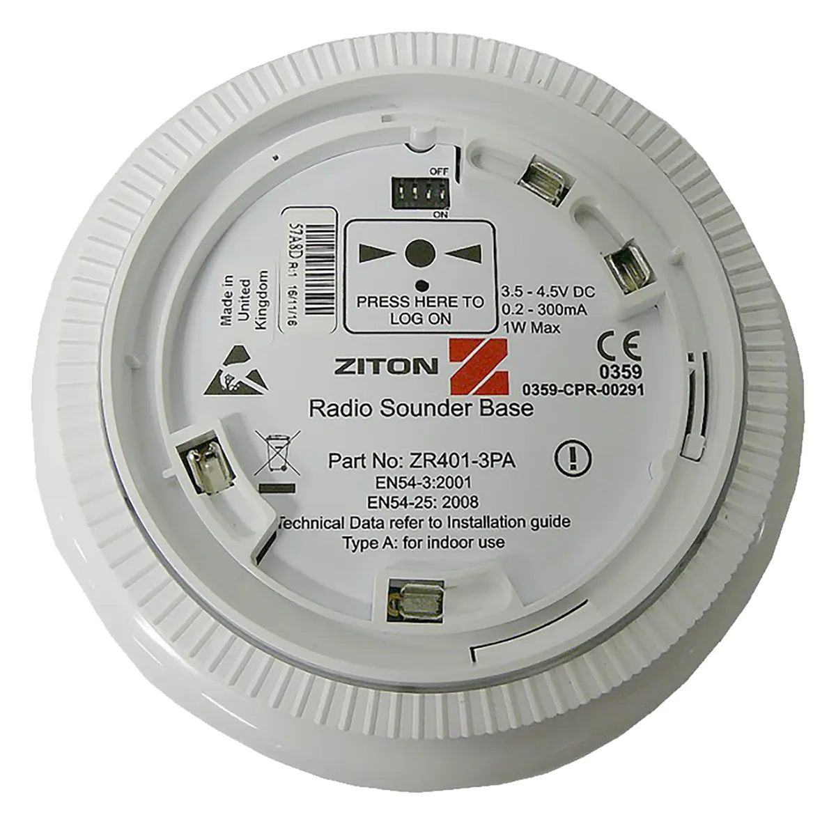 Ziton ZR401-3PA Kablosuz Sirenli Dedektör Tabanı